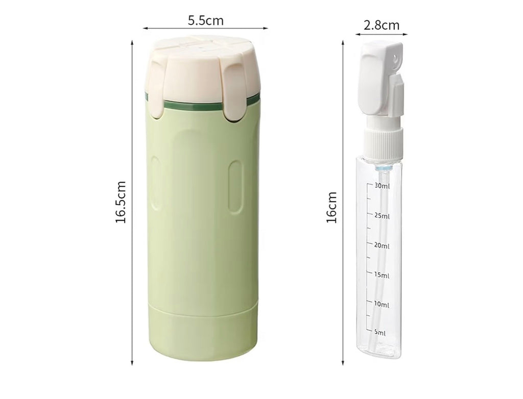 TravelFlow™ 4-in-1 Reiseflasche – Kompakter Kulturbeutel-Spender in Weiß