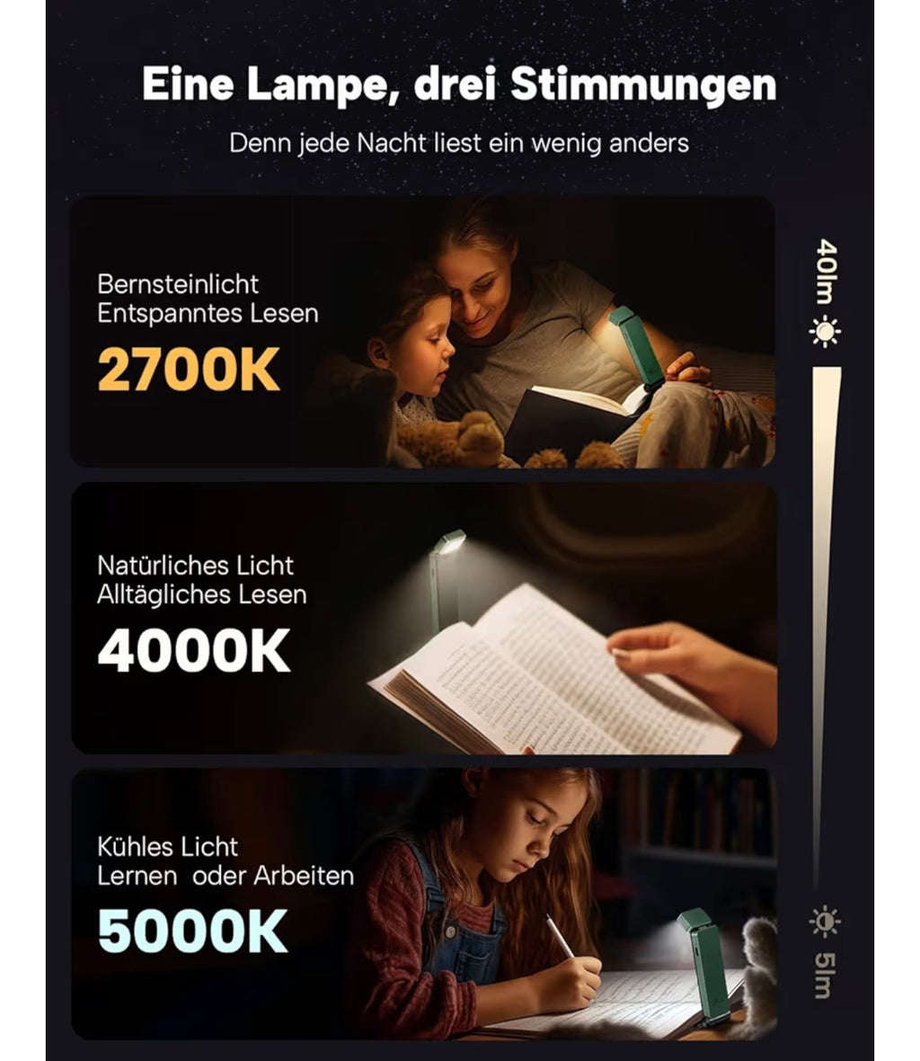 ReadGlow™ – Flexible LED Leselampe für Bücher, Bett & nächtliches Lesen
