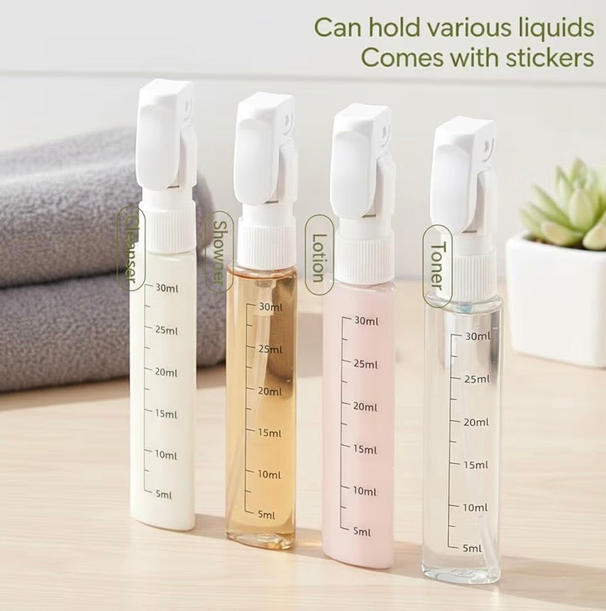 TravelFlow™ 4-in-1 Reiseflasche – Kompakter Kulturbeutel-Spender in Weiß