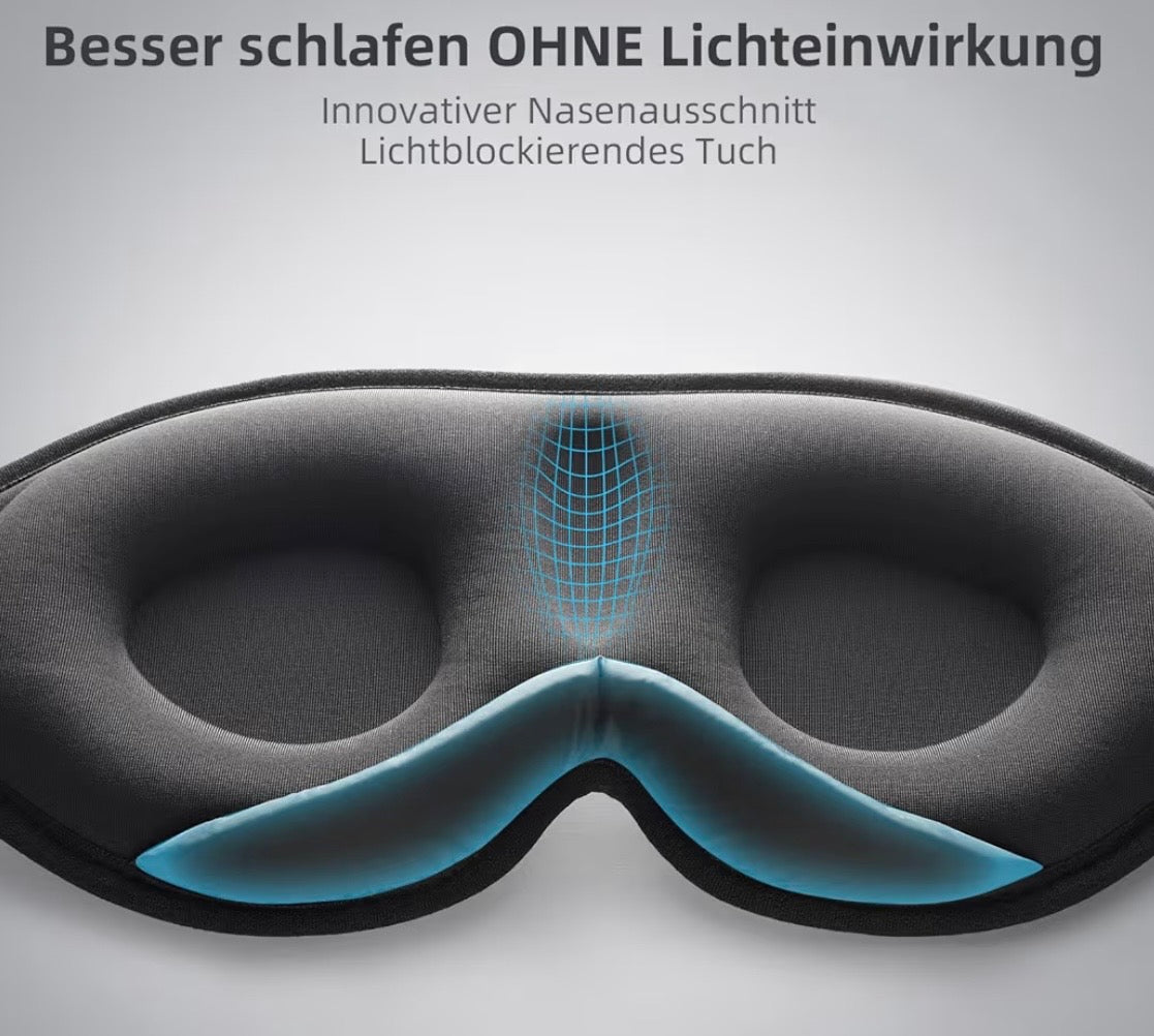 SleepAura™ Pro – Ergonomische 3D Schlafmaske mit 100% Verdunklung & ultraweicher Eisseide