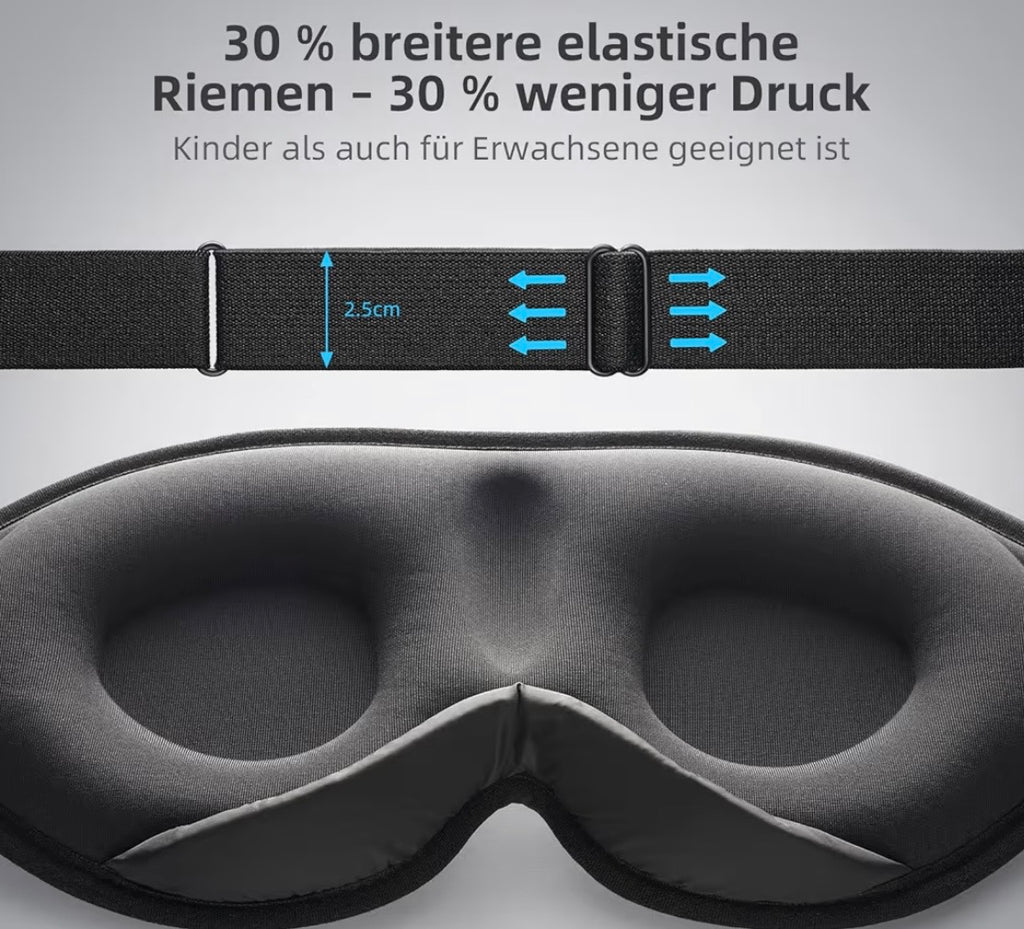 SleepAura™ Pro – Ergonomische 3D Schlafmaske mit 100% Verdunklung & ultraweicher Eisseide