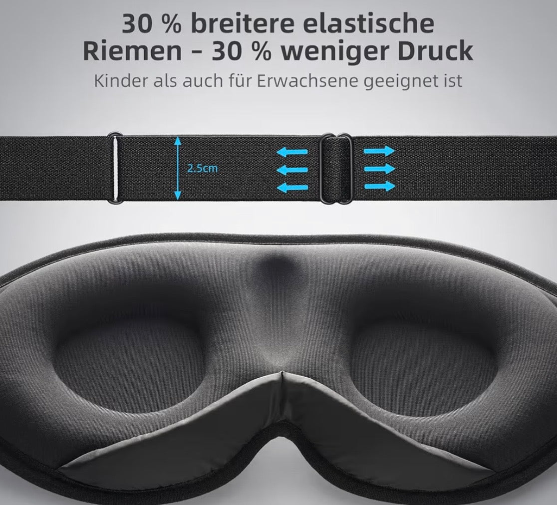 SleepAura™ Pro – Ergonomische 3D Schlafmaske mit 100% Verdunklung & ultraweicher Eisseide