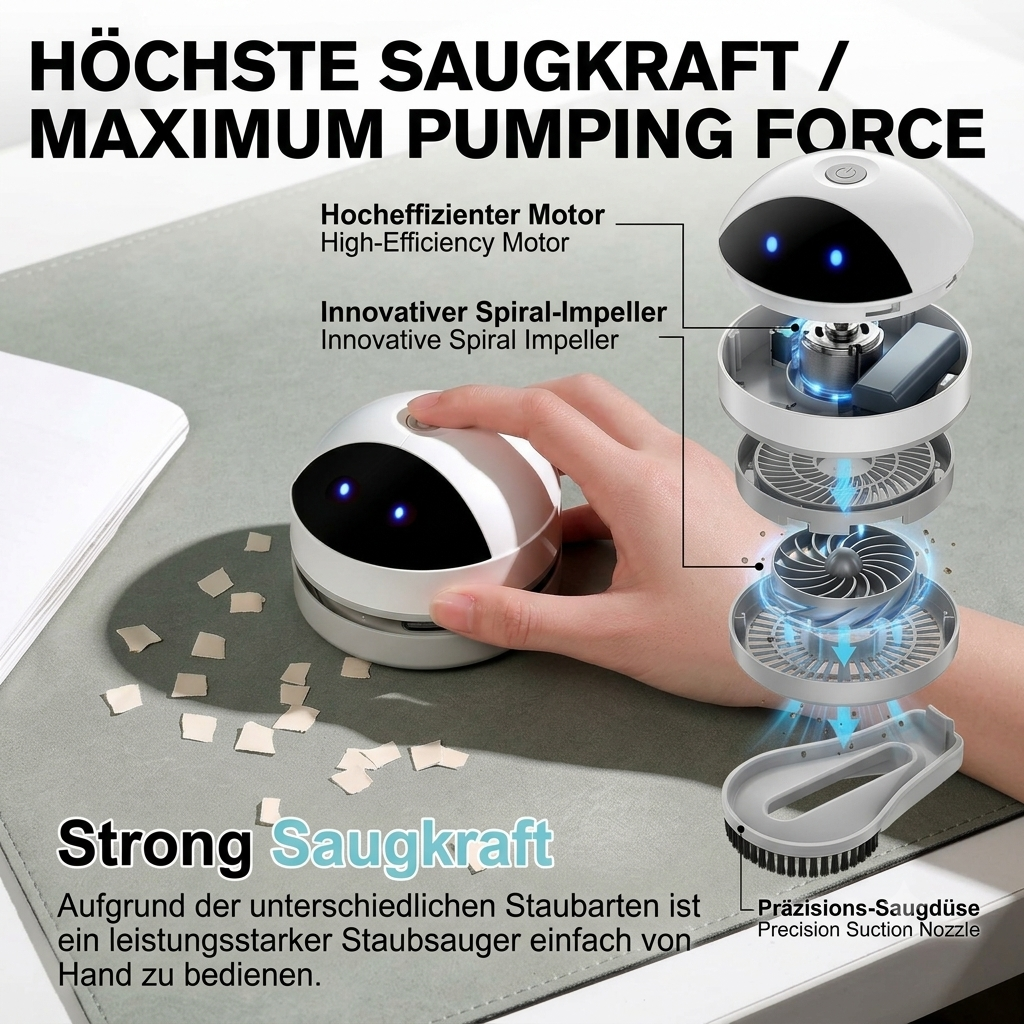 DeskVac™ – Kompakter Tischstaubsauger