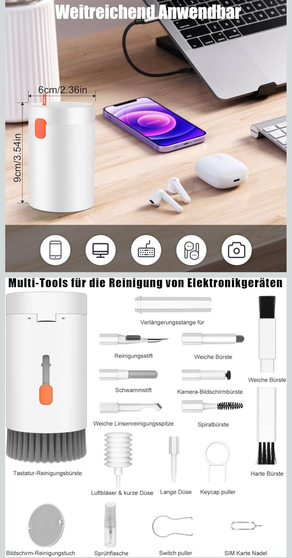 Multifunktionales 20-in-1 Reinigungsset – Profi Cleaning Kit für Tastatur, AirPods, Laptop, Smartphone & Kamera